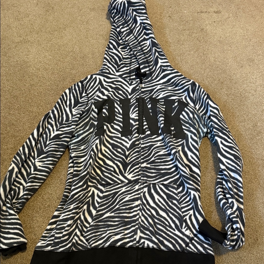 Victoria's Secret Zebra Print Hoodie - Black and White